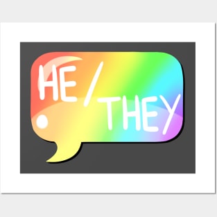 He/They Pronoun Bubble - Rainbow Posters and Art